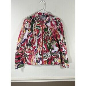 Additions by Chicos Zip Jacket Blazer Abstract